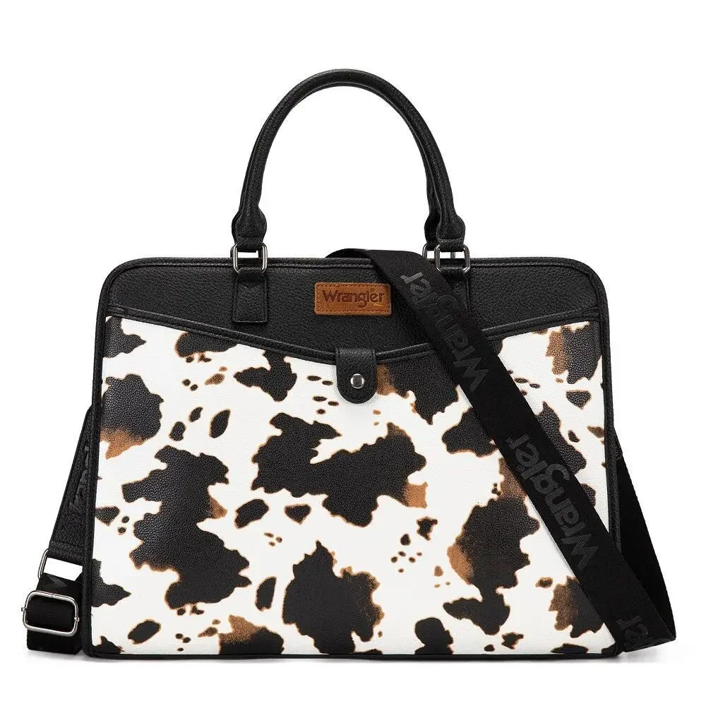Wrangler Black Cow Print Laptop/Multi-Use Briefcase Bag